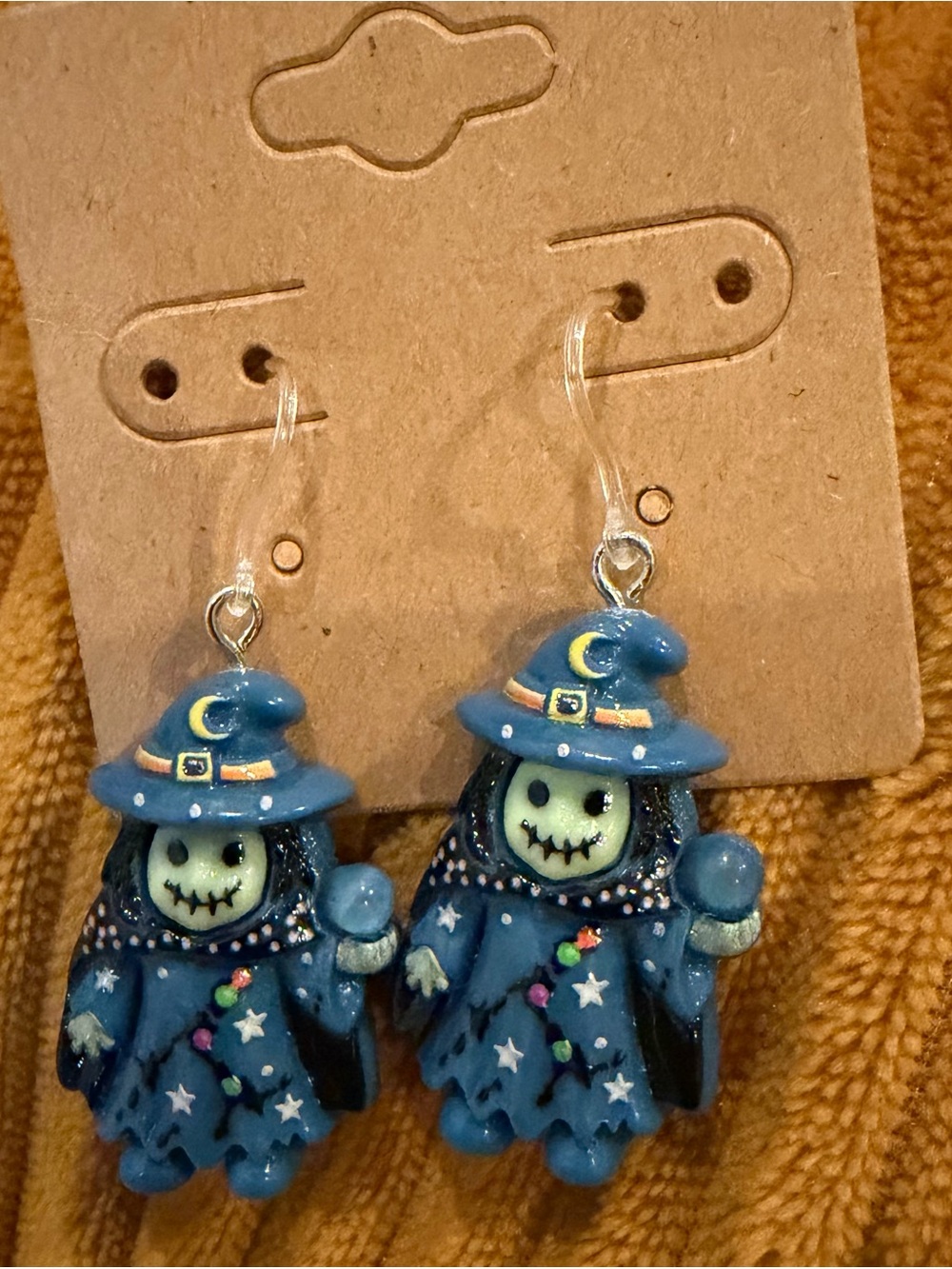 Blue Witch Halloween Dangle Earrings - hypoallergenic